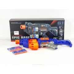 Fire Superimposed EPIC RAGE Electric Soft Bullet Dart Gun Series G1 with 20 Bullets Twin Rotating Barrels